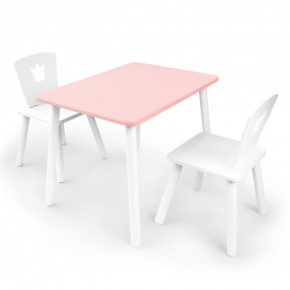 Детский комплект стол и два стула «Корона» Rolti Baby (розовый/белый, массив березы/мдф) в Ханты-Мансийске - hanty-mansiysk.ok-mebel.com | фото