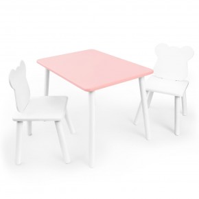 Детский комплект стол и два стула «Мишка» Rolti Baby (розовый/белый, массив березы/мдф) в Ханты-Мансийске - hanty-mansiysk.ok-mebel.com | фото