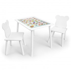 Детский комплект стол и два стула Мишка Rolti Baby с накладкой Алфавит (белая столешница/белое сиденье/белые ножки) в Ханты-Мансийске - hanty-mansiysk.ok-mebel.com | фото 1