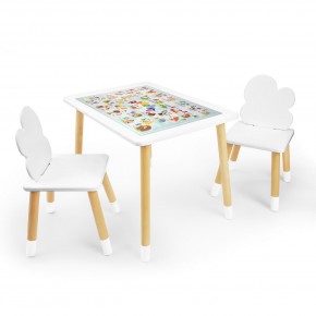 Детский комплект стол и два стула Облачко Rolti Baby с накладкой Алфавит (белая столешница/белое сиденье/береза ножки) в Ханты-Мансийске - hanty-mansiysk.ok-mebel.com | фото 1