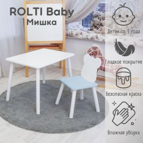 Детский комплект стол и стул «Мишка» Rolti Baby  (голубая столешница/голубое сиденье/белые ножки) в Ханты-Мансийске - hanty-mansiysk.ok-mebel.com | фото 1