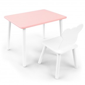 Детский комплект стол и стул «Мишка» Rolti Baby (розовый/белый, массив березы/мдф) в Ханты-Мансийске - hanty-mansiysk.ok-mebel.com | фото