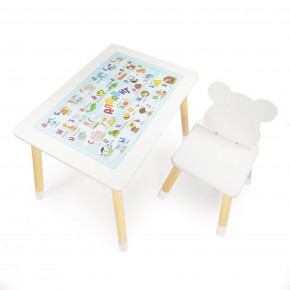 Детский комплект стол и стул Мишка Rolti Baby с накладкой Алфавит (белая столешница/белое сиденье/береза ножки) в Ханты-Мансийске - hanty-mansiysk.ok-mebel.com | фото 2