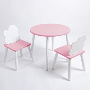 Комплект детский стол КРУГЛЫЙ и два стула ОБЛАЧКО ROLTI Baby (розовая столешница/розовое сиденье/белые ножки) в Ханты-Мансийске - hanty-mansiysk.ok-mebel.com | фото