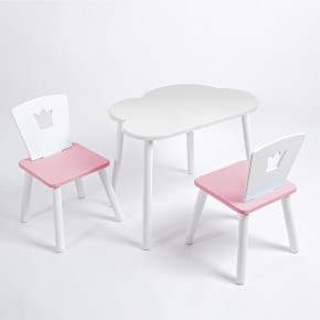 Комплект детский стол ОБЛАЧКО и два стула КОРОНА ROLTI Baby (белая столешница/розовое сиденье/белые ножки) в Ханты-Мансийске - hanty-mansiysk.ok-mebel.com | фото