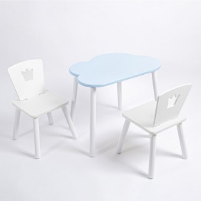 Комплект детский стол ОБЛАЧКО и два стула КОРОНА ROLTI Baby (голубая столешница/белое сиденье/белые ножки) в Ханты-Мансийске - hanty-mansiysk.ok-mebel.com | фото