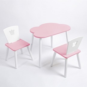 Комплект детский стол ОБЛАЧКО и два стула КОРОНА ROLTI Baby (розовая столешница/розовое сиденье/белые ножки) в Ханты-Мансийске - hanty-mansiysk.ok-mebel.com | фото
