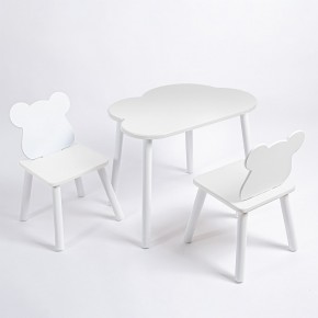 Комплект детский стол ОБЛАЧКО и два стула МИШКА ROLTI Baby (белая столешница/белое сиденье/белые ножки) в Ханты-Мансийске - hanty-mansiysk.ok-mebel.com | фото