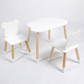 Комплект детский стол ОБЛАЧКО и два стула МИШКА  ROLTI Baby (белая столешница/белое сиденье/береза ножки) в Ханты-Мансийске - hanty-mansiysk.ok-mebel.com | фото