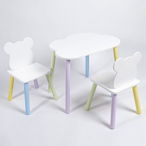 Комплект детский стол ОБЛАЧКО и два стула МИШКА ROLTI Baby (белая столешница/белое сиденье/цветные ножки) в Ханты-Мансийске - hanty-mansiysk.ok-mebel.com | фото 1