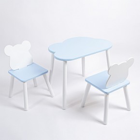 Комплект детский стол ОБЛАЧКО и два стула МИШКА ROLTI Baby (голубая столешница/голубое сиденье/белые ножки) в Ханты-Мансийске - hanty-mansiysk.ok-mebel.com | фото