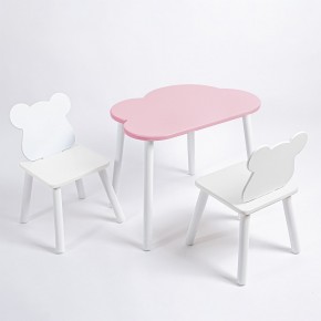 Комплект детский стол ОБЛАЧКО и два стула МИШКА ROLTI Baby (розовый столешница/белое сиденье/белые ножки) в Ханты-Мансийске - hanty-mansiysk.ok-mebel.com | фото