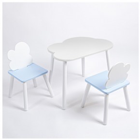 Комплект детский стол ОБЛАЧКО и два стула ОБЛАЧКО ROLTI Baby (белая столешница/голубое сиденье/белые ножки) в Ханты-Мансийске - hanty-mansiysk.ok-mebel.com | фото