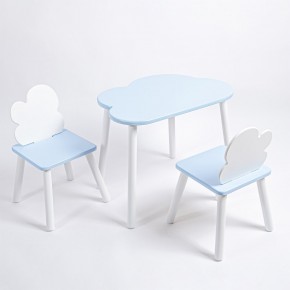Комплект детский стол ОБЛАЧКО и два стула ОБЛАЧКО ROLTI Baby (голубая столешница/голубое сиденье/белые ножки) в Ханты-Мансийске - hanty-mansiysk.ok-mebel.com | фото