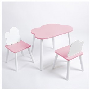 Комплект детский стол ОБЛАЧКО и два стула ОБЛАЧКО ROLTI Baby (розовая столешница/розовое сиденье/белые ножки) в Ханты-Мансийске - hanty-mansiysk.ok-mebel.com | фото