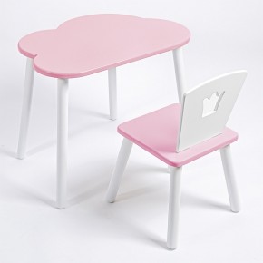 Комплект детский стол ОБЛАЧКО и стул КОРОНА ROLTI Baby (розовая столешница/розовое сиденье/белые ножки) в Ханты-Мансийске - hanty-mansiysk.ok-mebel.com | фото