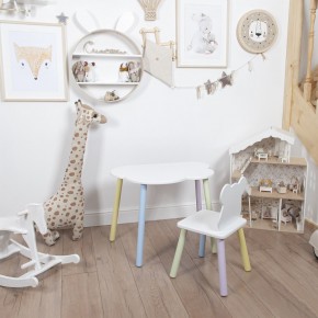 Комплект детский стол ОБЛАЧКО и стул МИШКА ROLTI Baby (белая столешница/белое сиденье/цветные ножки) в Ханты-Мансийске - hanty-mansiysk.ok-mebel.com | фото 1