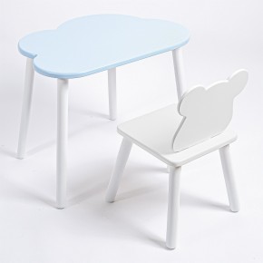 Комплект детский стол ОБЛАЧКО и стул МИШКА ROLTI Baby (голубая столешница/белое сиденье/белые ножки) в Ханты-Мансийске - hanty-mansiysk.ok-mebel.com | фото 1