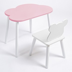 Комплект детский стол ОБЛАЧКО и стул МИШКА ROLTI Baby (розовая столешница/белое сиденье/белые ножки) в Ханты-Мансийске - hanty-mansiysk.ok-mebel.com | фото