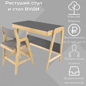 Комплект растущий стол и стул с чехлом 38 попугаев «Вуди» (Серый, Без покрытия, Серый) в Ханты-Мансийске - hanty-mansiysk.ok-mebel.com | фото