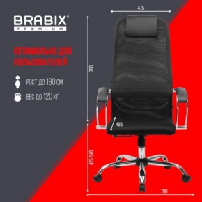 Кресло BRABIX PREMIUM "Ultimate EX-800" хром, плотная двойная сетка Х2, черное, 532911 в Ханты-Мансийске - hanty-mansiysk.ok-mebel.com | фото 6