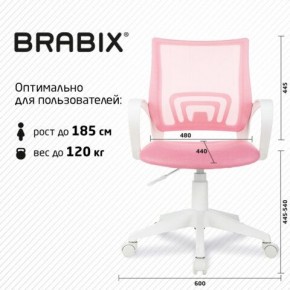 Кресло BRABIX "Fly MG-396W", с подлокотниками, пластик белый, сетка, розовое, 533008 в Ханты-Мансийске - hanty-mansiysk.ok-mebel.com | фото 5