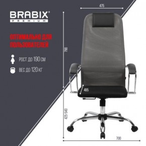 Кресло офисное BRABIX PREMIUM "Ultimate EX-800" хром, плотная двойная сетка Х2, черное/серое, 532912 в Ханты-Мансийске - hanty-mansiysk.ok-mebel.com | фото 3