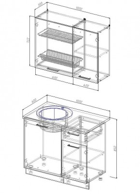 Кухонный гарнитур Антик 1000 (Стол. 26мм) в Ханты-Мансийске - hanty-mansiysk.ok-mebel.com | фото 2