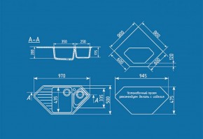 Мойка кухонная ULGRAN U-409 (970*500) в Ханты-Мансийске - hanty-mansiysk.ok-mebel.com | фото 2