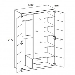 Шкаф 3D2S Z OSKAR , цвет дуб Санремо в Ханты-Мансийске - hanty-mansiysk.ok-mebel.com | фото 3