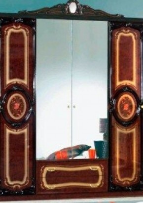 Шкаф 4-х дверный с зеркалами (01.144) Роза (могано) в Ханты-Мансийске - hanty-mansiysk.ok-mebel.com | фото