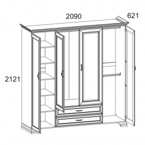 Шкаф 4D2S Z, TIFFANY, цвет вудлайн кремовый в Ханты-Мансийске - hanty-mansiysk.ok-mebel.com | фото