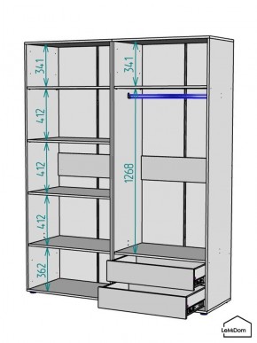 Шкаф Linnea MHR-4PO-2 2050х1600х510 (Белый-М 11.1.1) в Ханты-Мансийске - hanty-mansiysk.ok-mebel.com | фото 3
