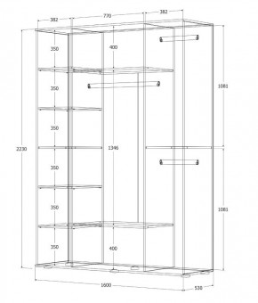 Шкаф Норден 1600 (Дуб Крафт Белый) в Ханты-Мансийске - hanty-mansiysk.ok-mebel.com | фото 3