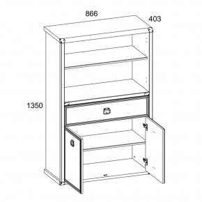 Шкаф открытый 2D1S, MAGELLAN, цвет Сосна винтаж в Ханты-Мансийске - hanty-mansiysk.ok-mebel.com | фото 3