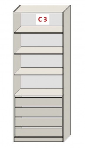 Шкаф СТАНДАРТ С3 4 ящика серия "ГЕСТИЯ" (Бело-серый/Дуб Небраска натуральный ) 800*520*2300 в Ханты-Мансийске - hanty-mansiysk.ok-mebel.com | фото 2