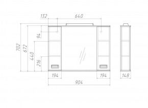 Шкаф-зеркало Cube 90 Эл. Домино (DC5012HZ) в Ханты-Мансийске - hanty-mansiysk.ok-mebel.com | фото 2