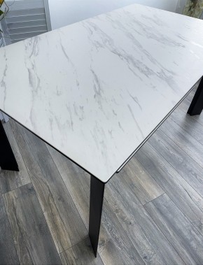 Стол CREMONA 140 KL-99 Белый мрамор матовый, итальянская керамика / черный каркас, ®DISAUR в Ханты-Мансийске - hanty-mansiysk.ok-mebel.com | фото 3