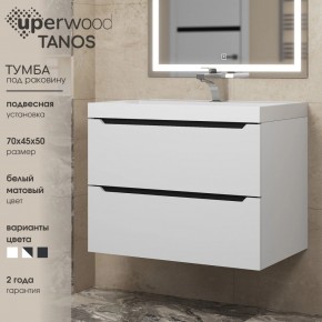 Тумба под раковину Uperwood Tanos 70 см, подвесная, белая/графит в Ханты-Мансийске - hanty-mansiysk.ok-mebel.com | фото 3