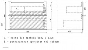 Тумба под раковину Uperwood Tanos 70 см, подвесная, белая/графит в Ханты-Мансийске - hanty-mansiysk.ok-mebel.com | фото 7