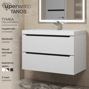 Тумба под раковину Uperwood Tanos 80 см, подвесная, белая/графит в Ханты-Мансийске - hanty-mansiysk.ok-mebel.com | фото 3