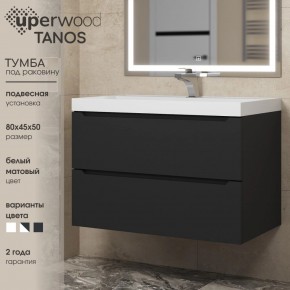 Тумба под раковину Uperwood Tanos 80 см, подвесная, черная матовая в Ханты-Мансийске - hanty-mansiysk.ok-mebel.com | фото 3