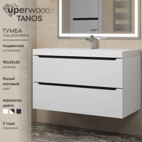 Тумба под раковину Uperwood Tanos 90 см, подвесная, белая/графит в Ханты-Мансийске - hanty-mansiysk.ok-mebel.com | фото 3