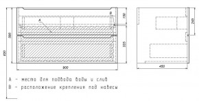 Тумба под раковину Uperwood Tanos 90 см, подвесная, белая/графит в Ханты-Мансийске - hanty-mansiysk.ok-mebel.com | фото 7
