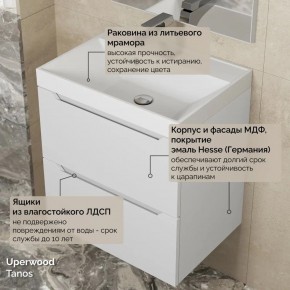 Тумба с раковиной Uperwood Tanos 50 см, подвесная, белая матовая в Ханты-Мансийске - hanty-mansiysk.ok-mebel.com | фото 6